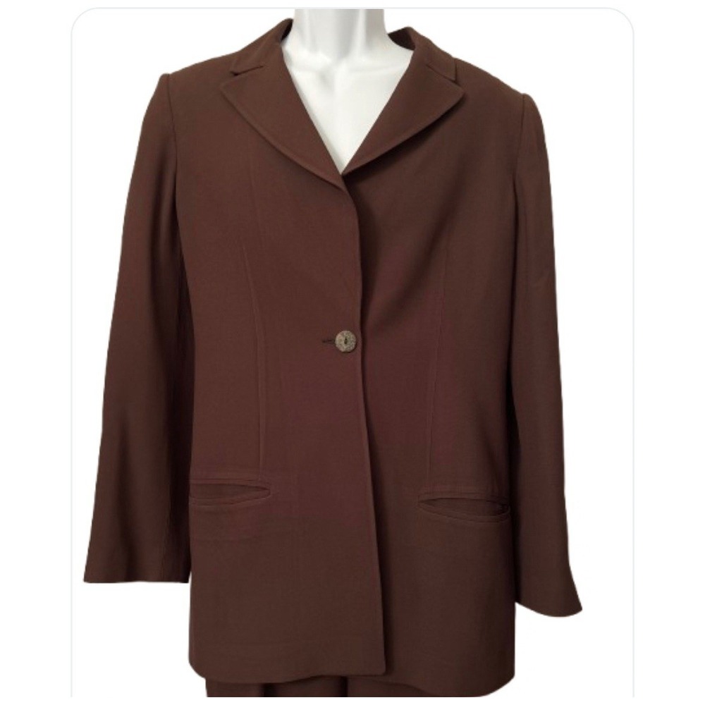 Mirrors of Krizia pant suit Women's Brown Vintage pants sz 44 Blazer Sz Pockets